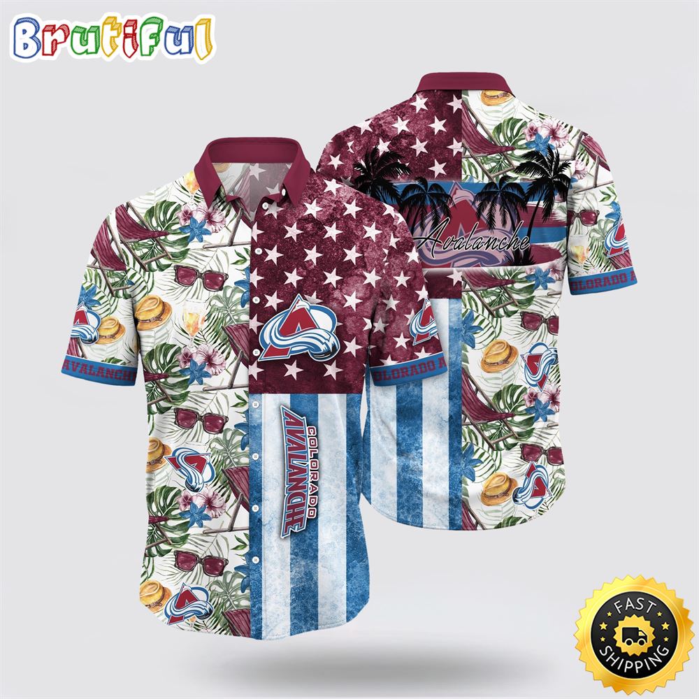 NHL Colorado Avalanche Hawaiian Shirt Tropical Hat And Glasses Pattern Summer Hawaiian Shirt 1 kykond.jpg
