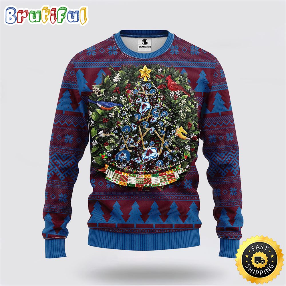 NHL Colorado Avalanche Ugly Sweater Tree Ball Ugly Christmas Sweater lcx132.jpg