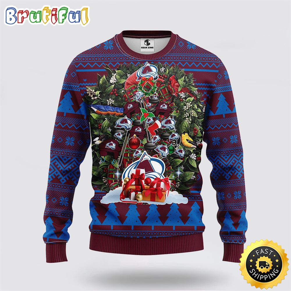 NHL Colorado Avalanche Ugly Sweater Tree Ugly Christmas Fleece Sweater aauq4y.jpg