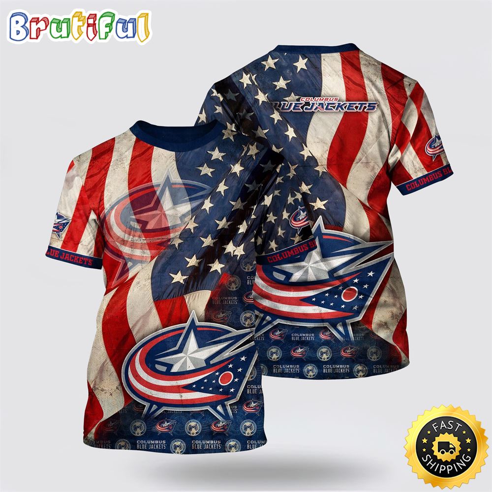 NHL Columbus Blue Jackets All Over Print T Shirt With American Flag Pattern Summer T Shirt 1 luic3d.jpg