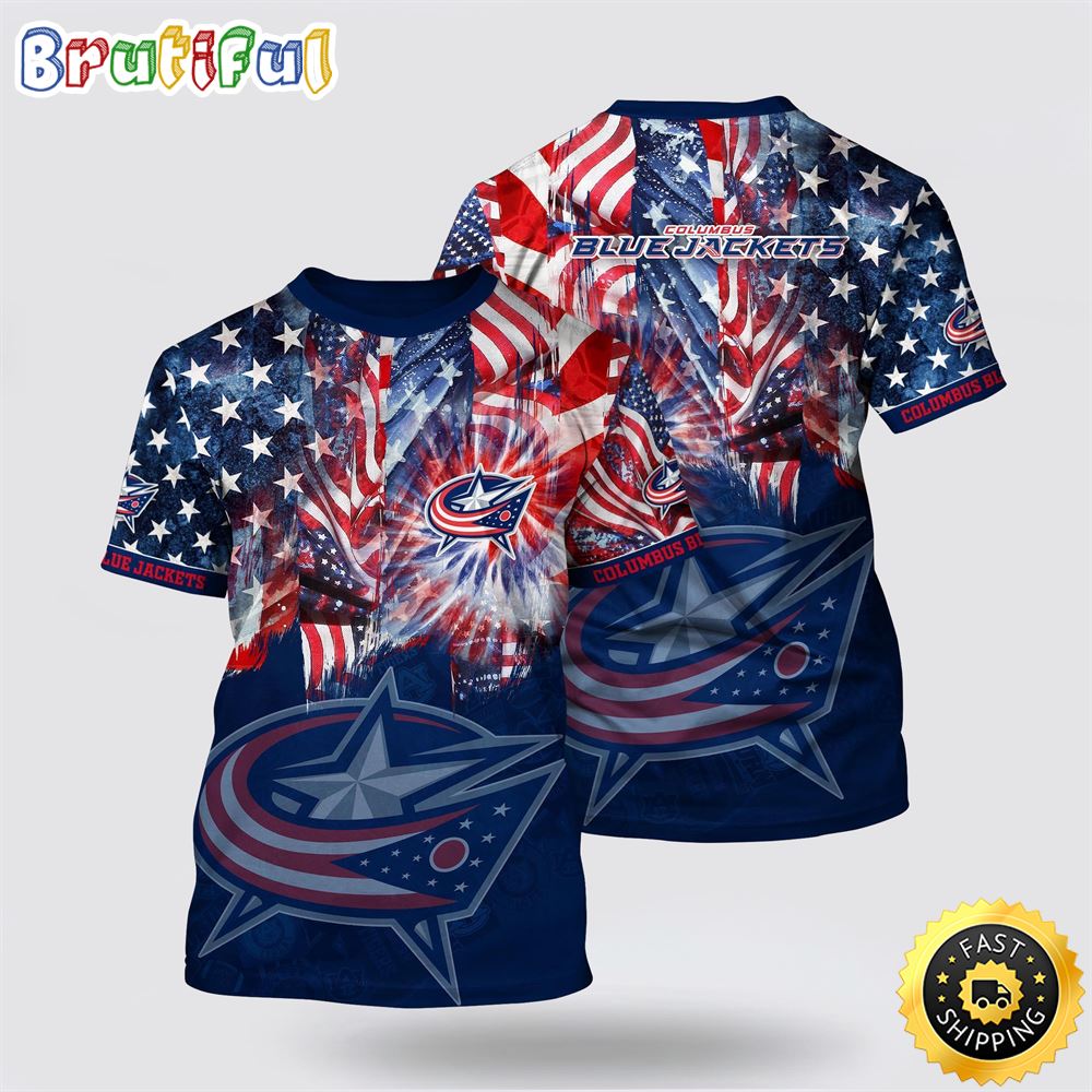 NHL Columbus Blue Jackets All Over Print T Shirt With American Independence Day Pattern Summer T Shirt 1 frvihy.jpg