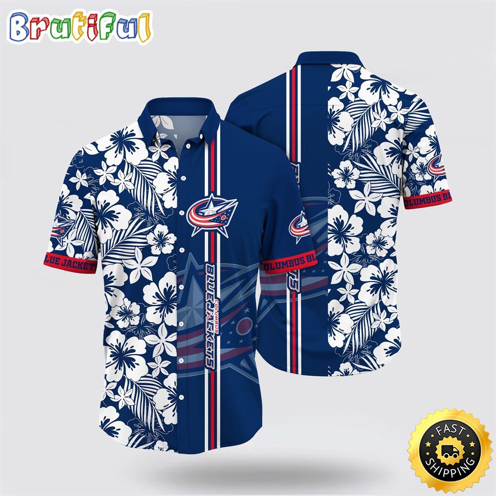 NHL Columbus Blue Jackets Hawaiian Shirt Tropical Apricot Blossom Pattern Summer Hawaiian Shirt 1 qkmd5v.jpg