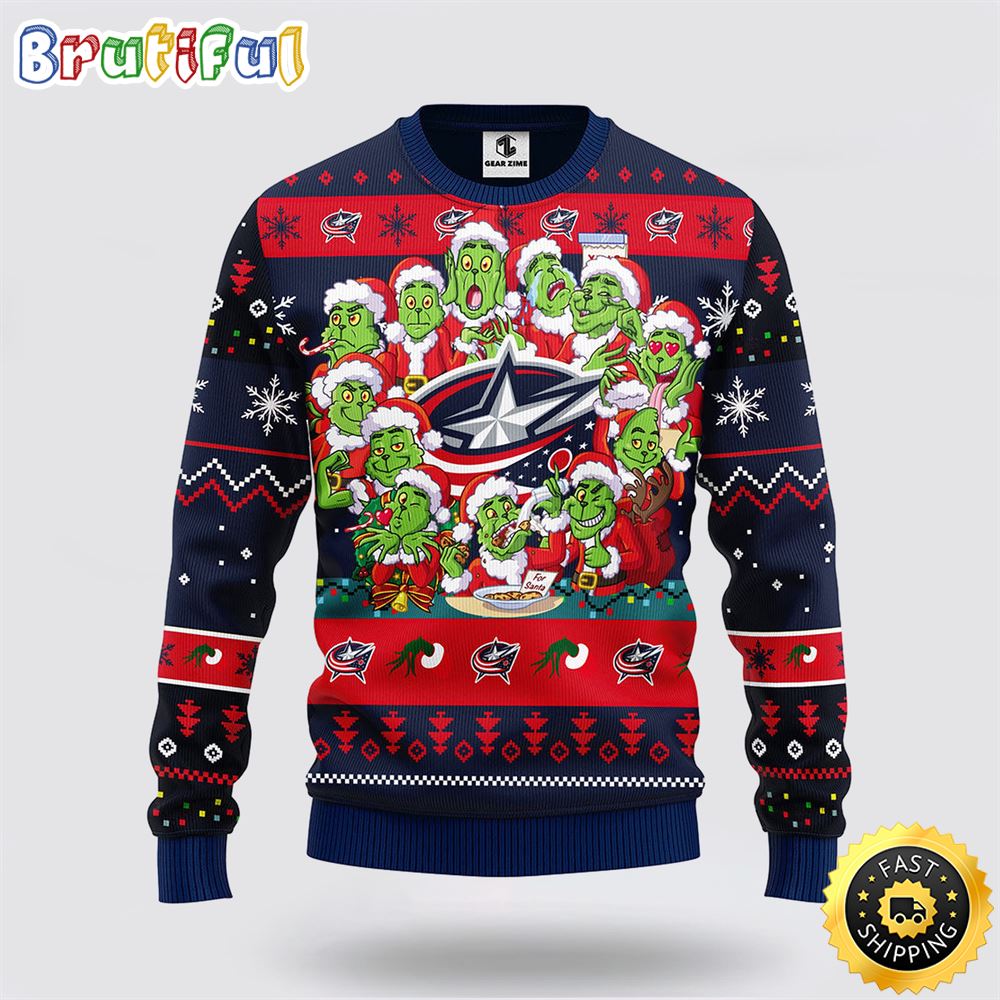 NHL Columbus Blue Jackets Ugly Sweater 12 Expressions Of Grinch During The Christmas Season Sweater axcimz.jpg