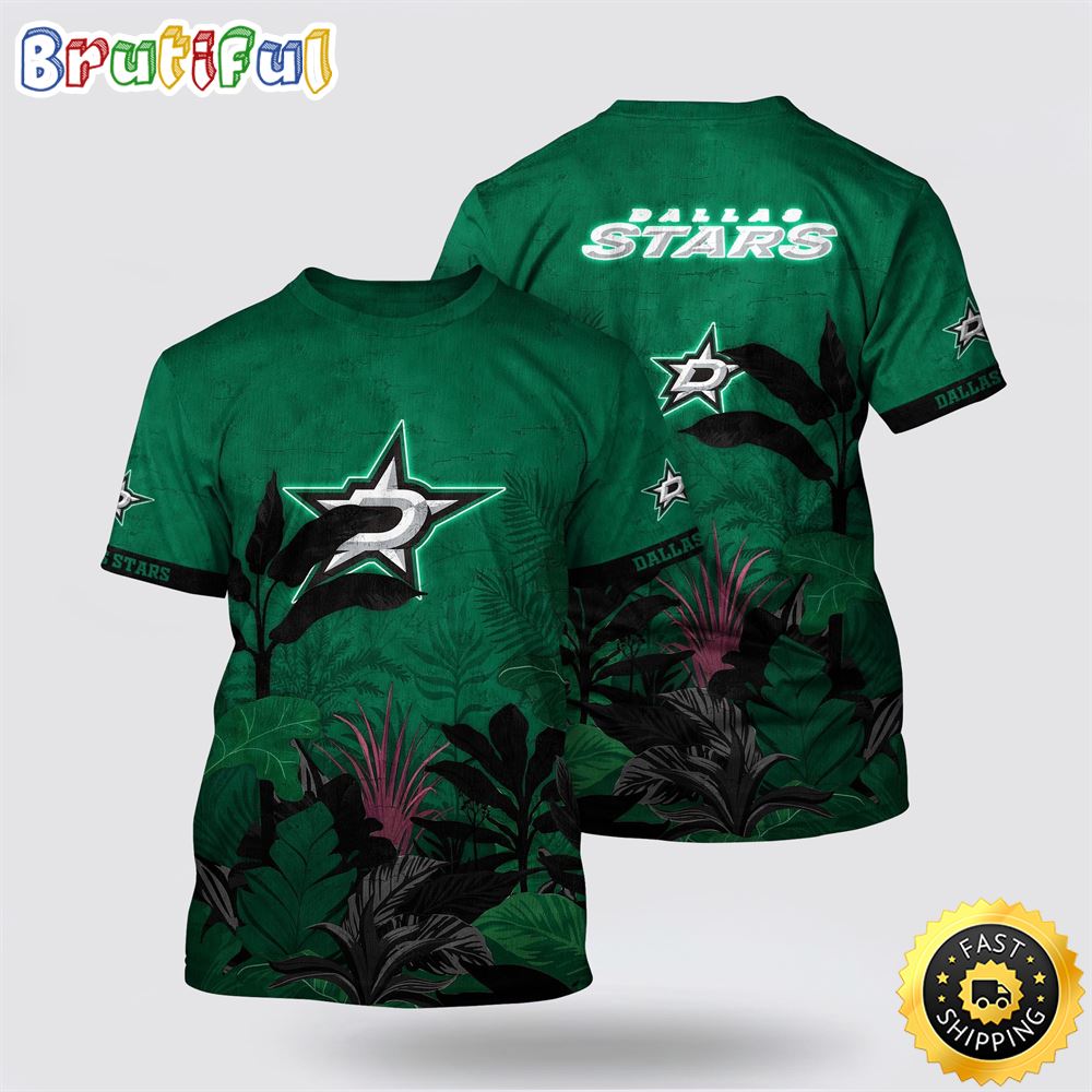 NHL Dallas Stars All Over Print T Shirt Tropical Forest Motifs Summer T Shirt 1 zoju0n.jpg