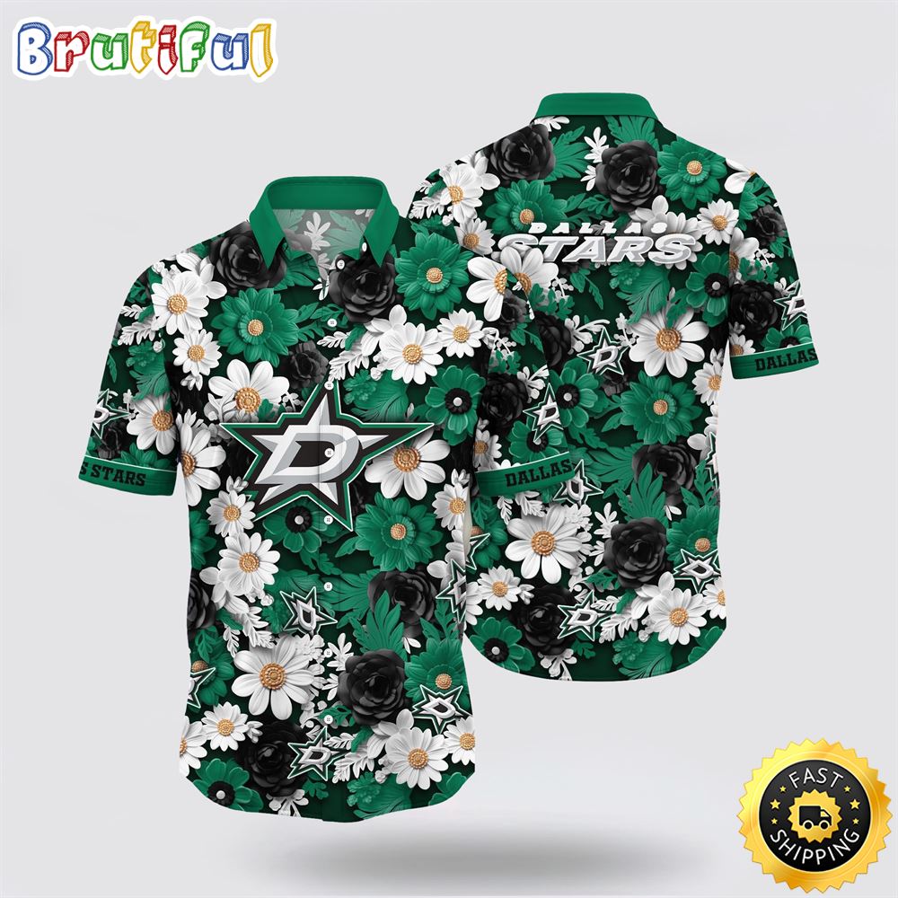 NHL Dallas Stars Hawaiian Shirt Tropical Begonia Flower Pattern Summer Hawaiian Shirt 1 mibsgc.jpg