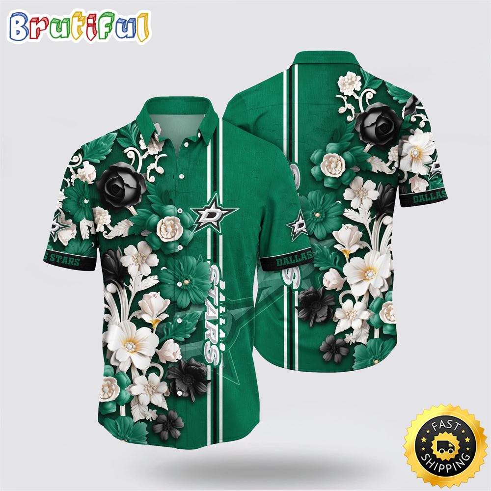 NHL Dallas Stars Hawaiian Shirt Tropical Hepatica Floral Pattern Summer Hawaiian Shirt 1 mirndx.jpg