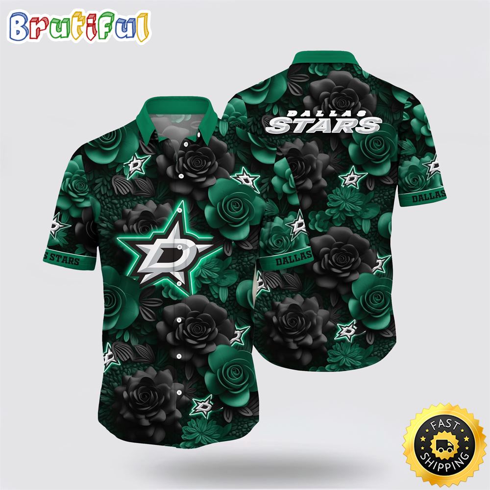 NHL Dallas Stars Hawaiian Shirt Tropical Rose Pattern Summer Hawaiian Shirt 1 wrwzzi.jpg