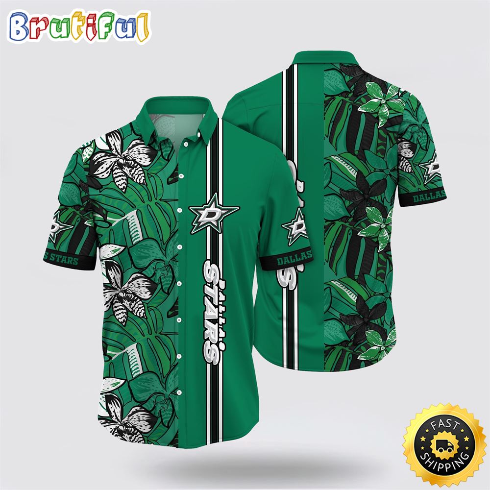 NHL Dallas Stars Hawaiian Shirt Tropical Tropical Forest Floral Pattern Summer Hawaiian Shirt 1 pqiimx.jpg