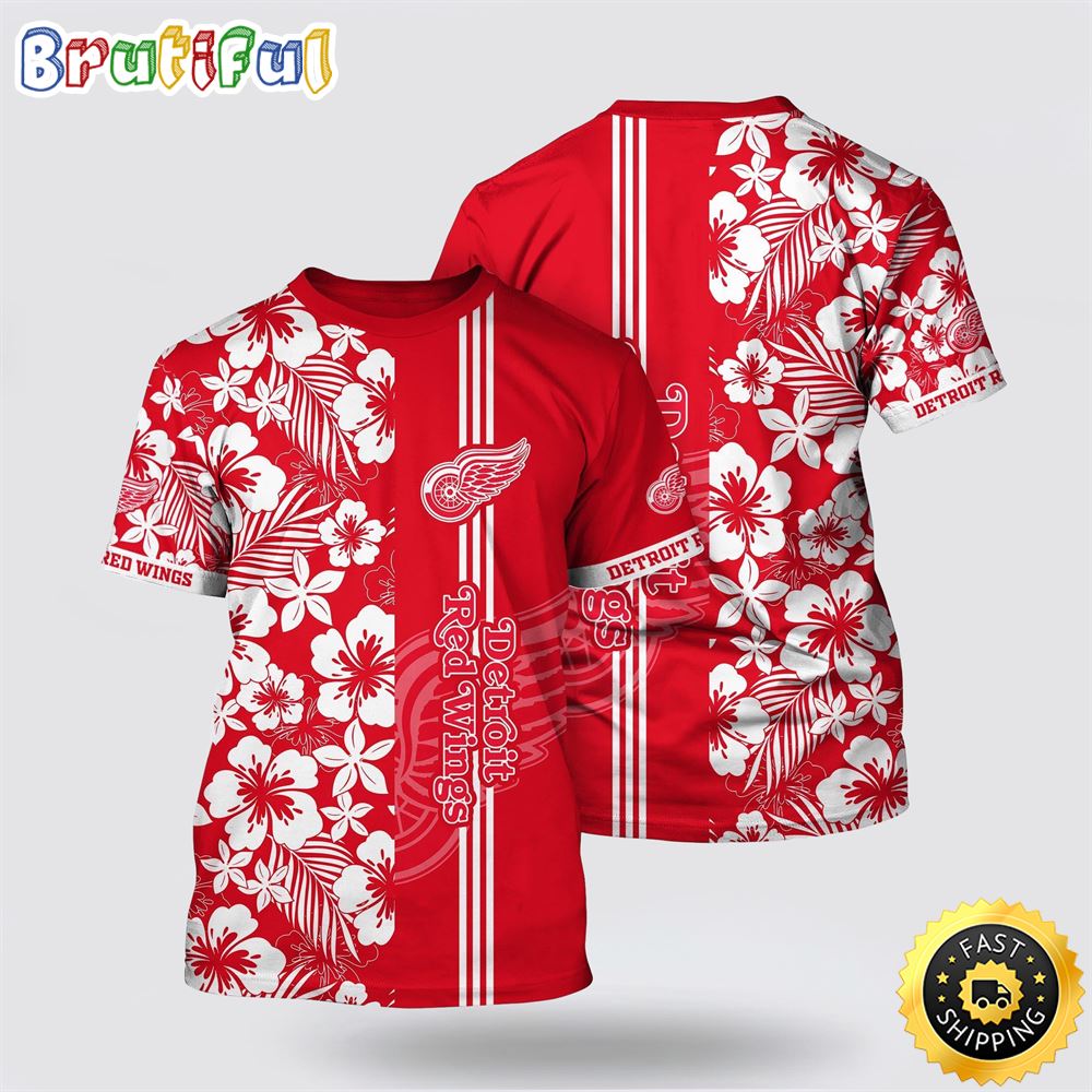 NHL Detroit Red Wings All Over Print T Shirt Tropical Apricot Blossom Pattern Summer T Shirt 1 hpq44z.jpg