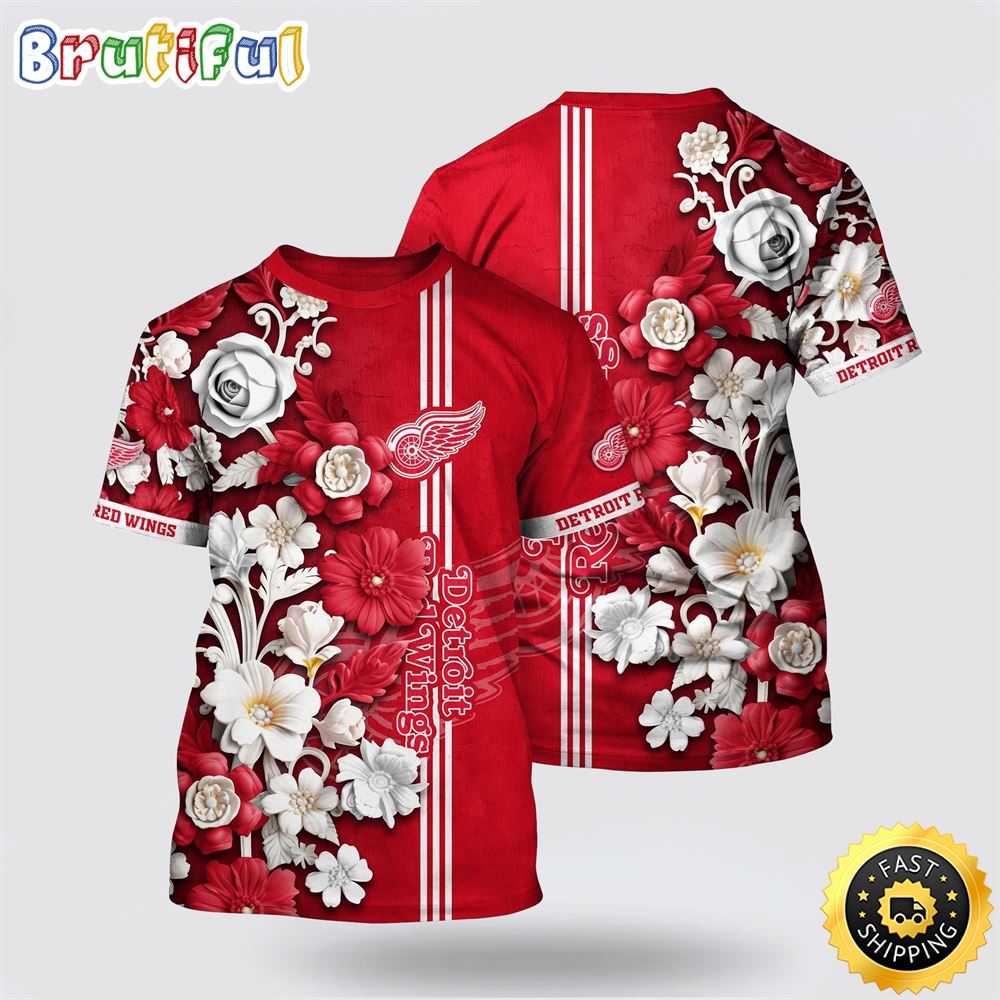 NHL Detroit Red Wings All Over Print T Shirt Tropical Hepatica Floral Pattern Summer T Shirt 1 v37t6w.jpg