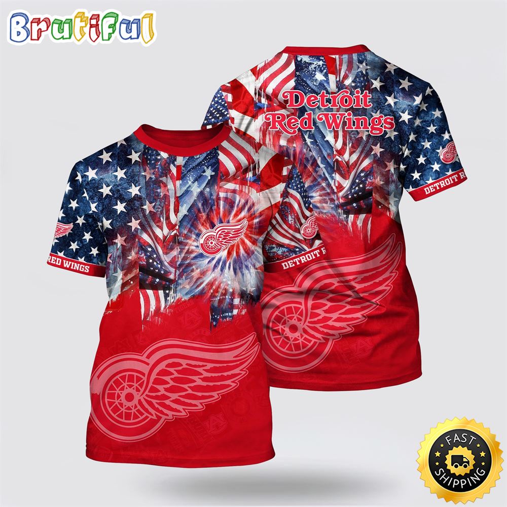 NHL Detroit Red Wings All Over Print T Shirt With American Independence Day Pattern Summer T Shirt 1 oa9eez.jpg