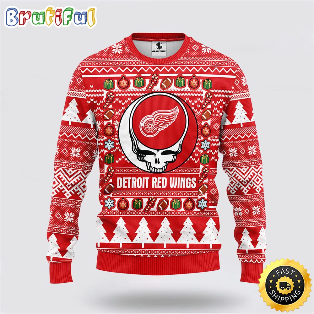 NHL Detroit Red Wings Ugly Sweater Grateful Dead Ugly Christmas Fleece Sweater d5qbtm.jpg