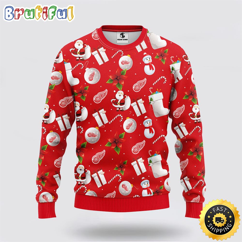NHL Detroit Red Wings Ugly Sweater Santa Claus Snowman Ugly Christmas Sweater dnmrvi.jpg
