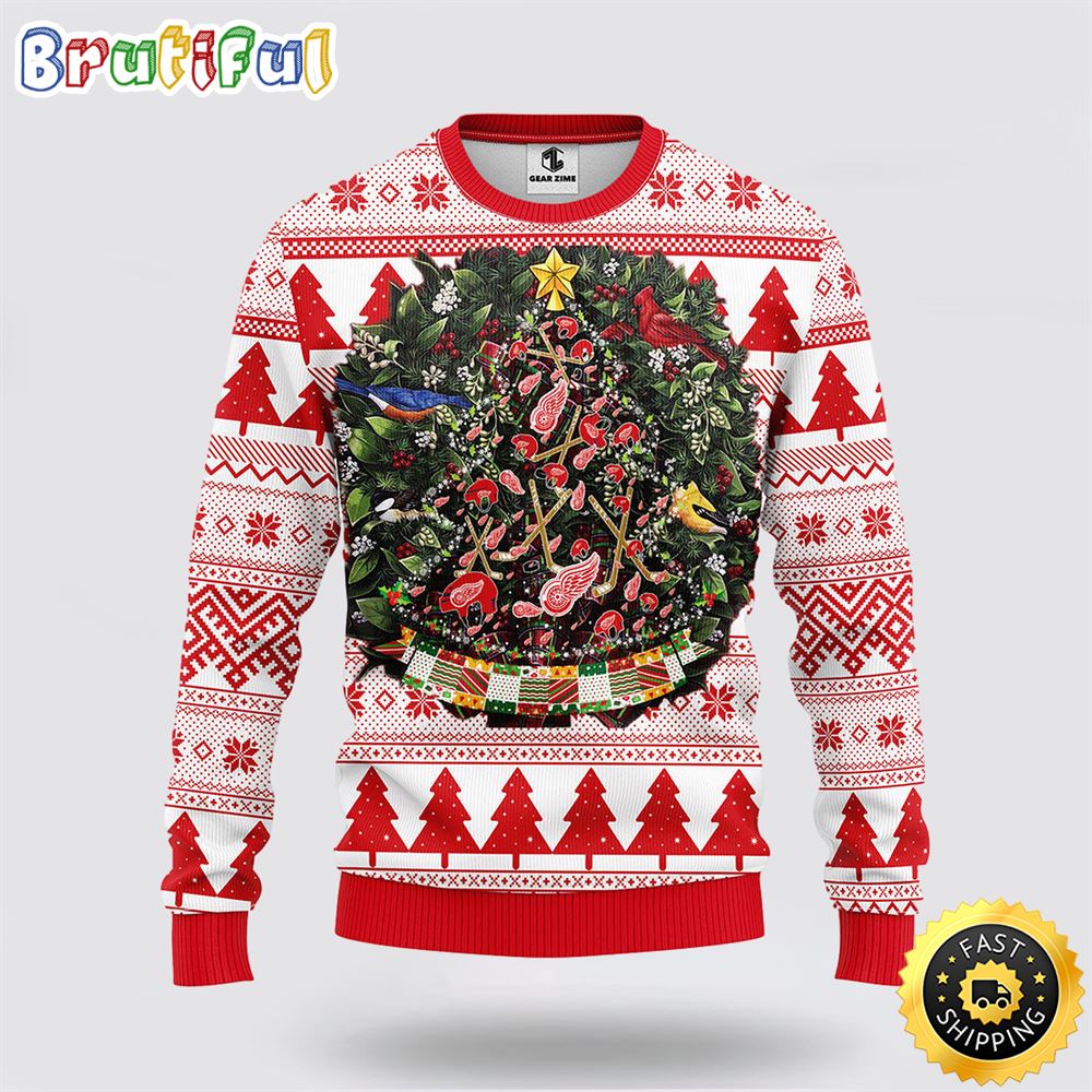 NHL Detroit Red Wings Ugly Sweater Tree Ball Ugly Christmas Sweater i4xgng.jpg