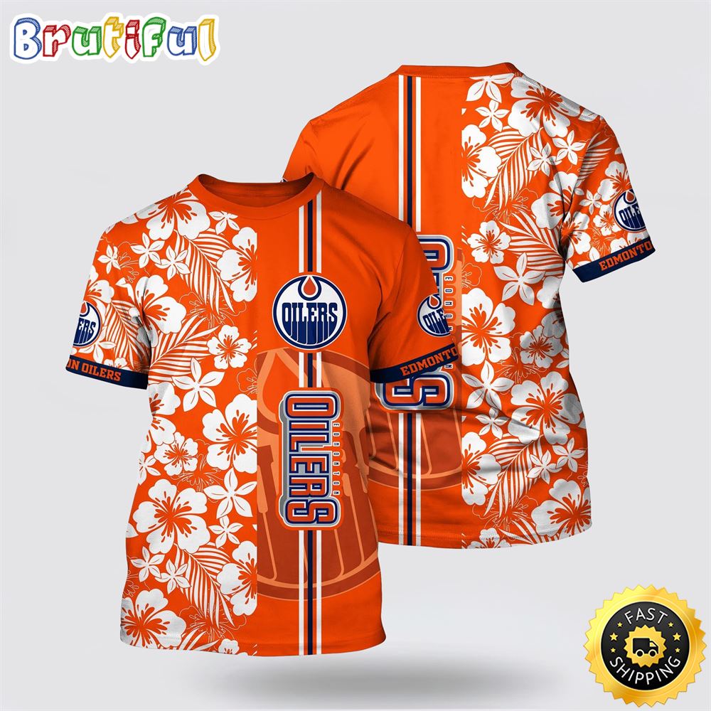 NHL Edmonton Oilers All Over Print T Shirt Tropical Apricot Blossom Pattern Summer T Shirt 1 nt01rd.jpg