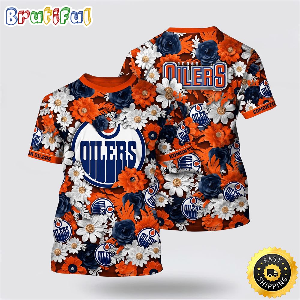 NHL Edmonton Oilers All Over Print T Shirt Tropical Begonia Flower Pattern Summer T Shirt 1 zha6fw.jpg