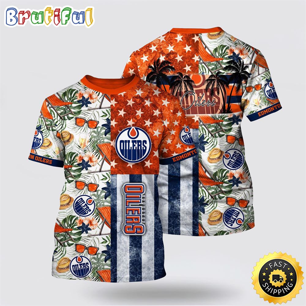 NHL Edmonton Oilers All Over Print T Shirt Tropical Hat And Glasses Pattern Summer T Shirt 1 myrbbr.jpg
