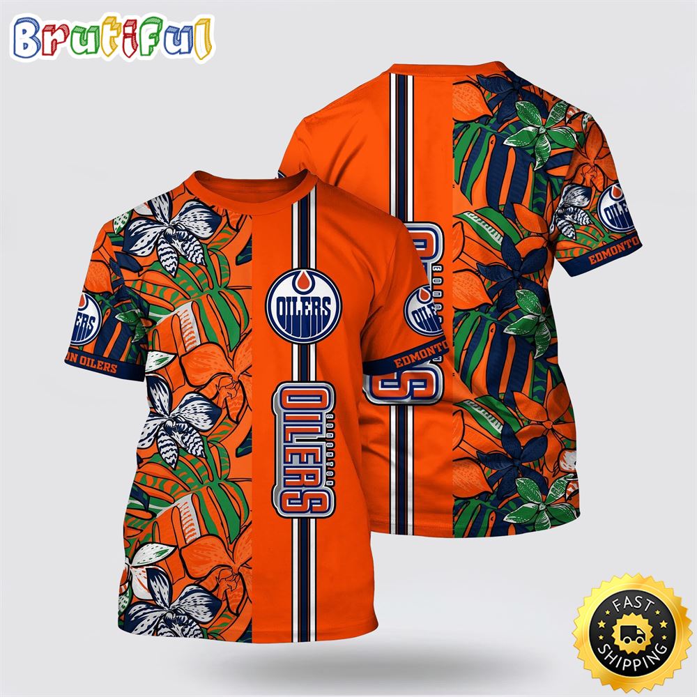 NHL Edmonton Oilers All Over Print T Shirt Tropical Tropical Forest Floral Pattern Summer T Shirt 1 txbdki.jpg
