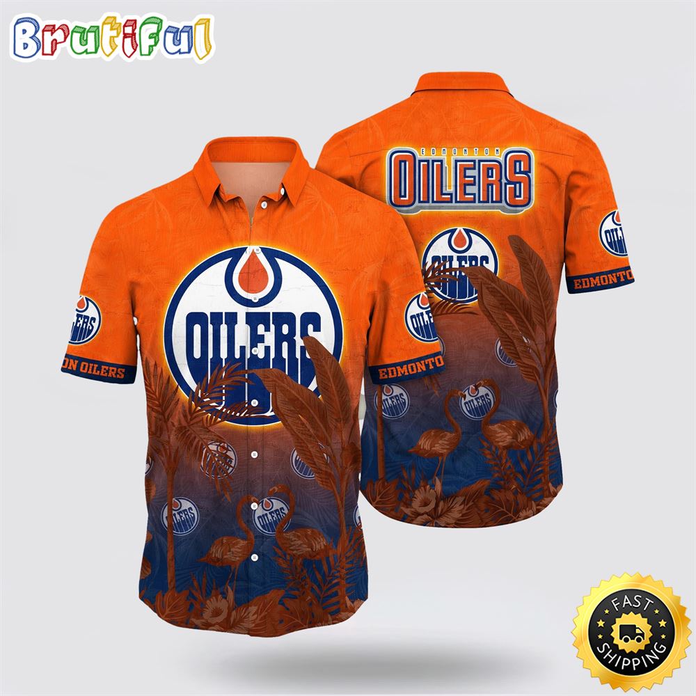 NHL Edmonton Oilers Hawaiian Shirt Tropical Flamingo Pattern Summer Hawaiian Shirt 1 zkqf77.jpg