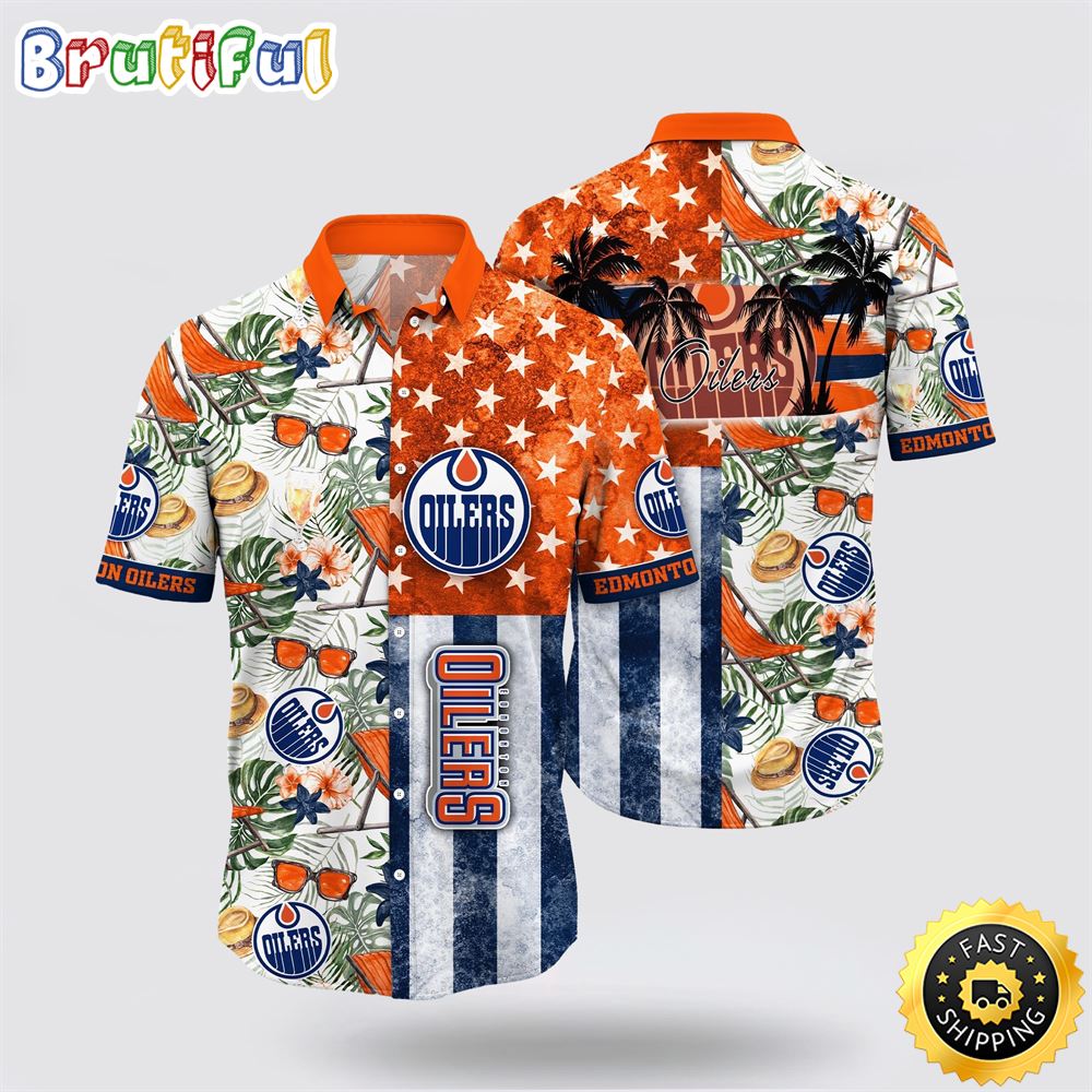 NHL Edmonton Oilers Hawaiian Shirt Tropical Hat And Glasses Pattern Summer Hawaiian Shirt 1 bugbga.jpg