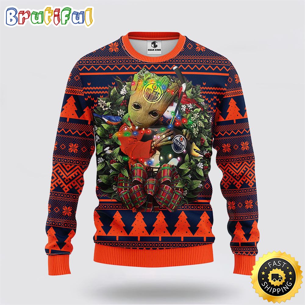 NHL Edmonton Oilers Ugly Sweater Groot Christmas Sweater dxxmw2.jpg