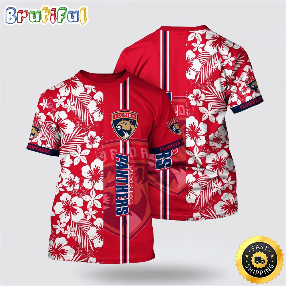 NHL Florida Panthers All Over Print T Shirt Tropical Apricot Blossom Pattern Summer T Shirt 1 qecj27.jpg