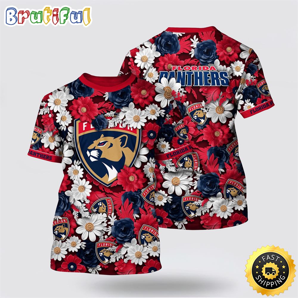 NHL Florida Panthers All Over Print T Shirt Tropical Begonia Flower Pattern Summer T Shirt 1 m0g2dd.jpg