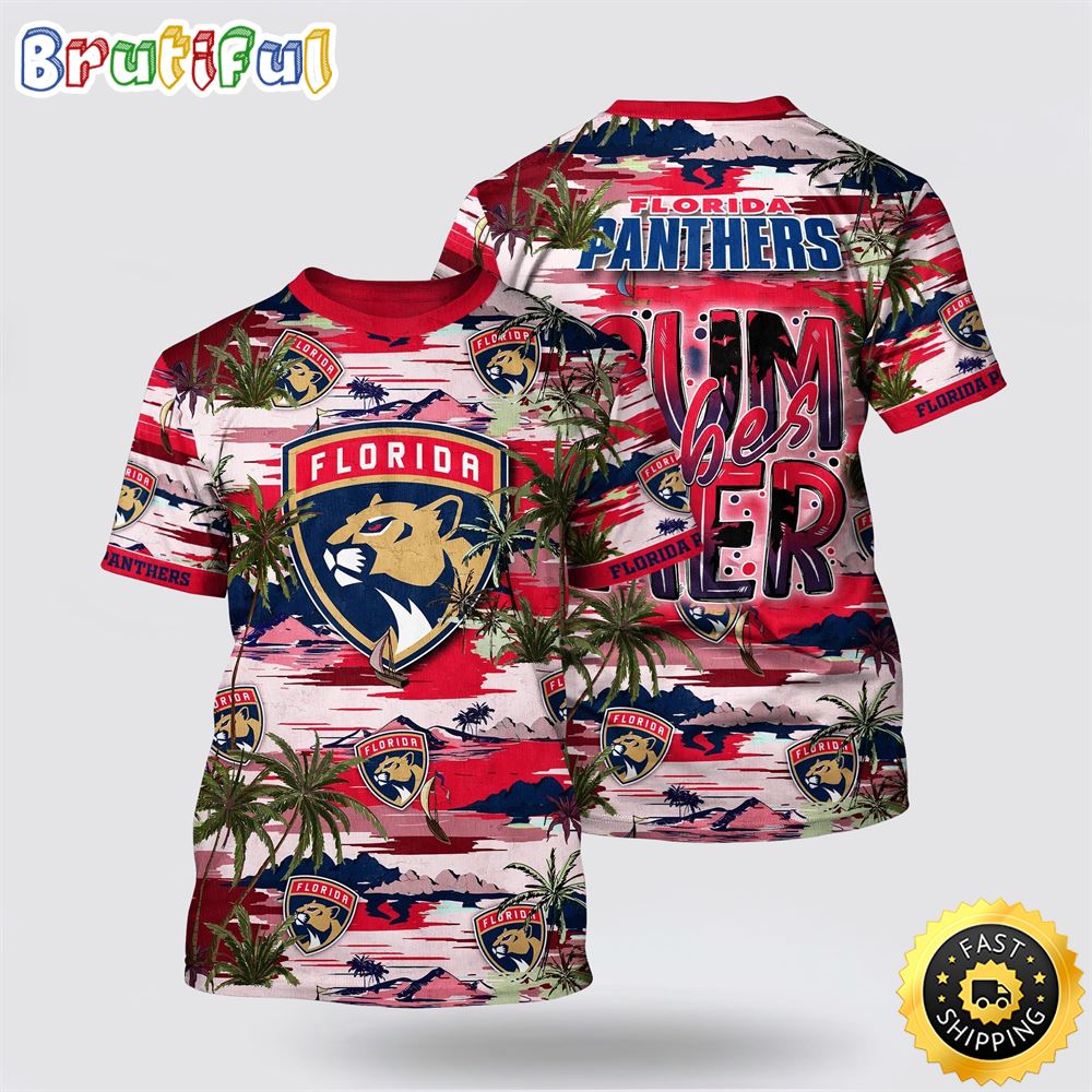 NHL Florida Panthers All Over Print T Shirt Tropical Desert Island Motif Summer T Shirt 1 eqgk0i.jpg