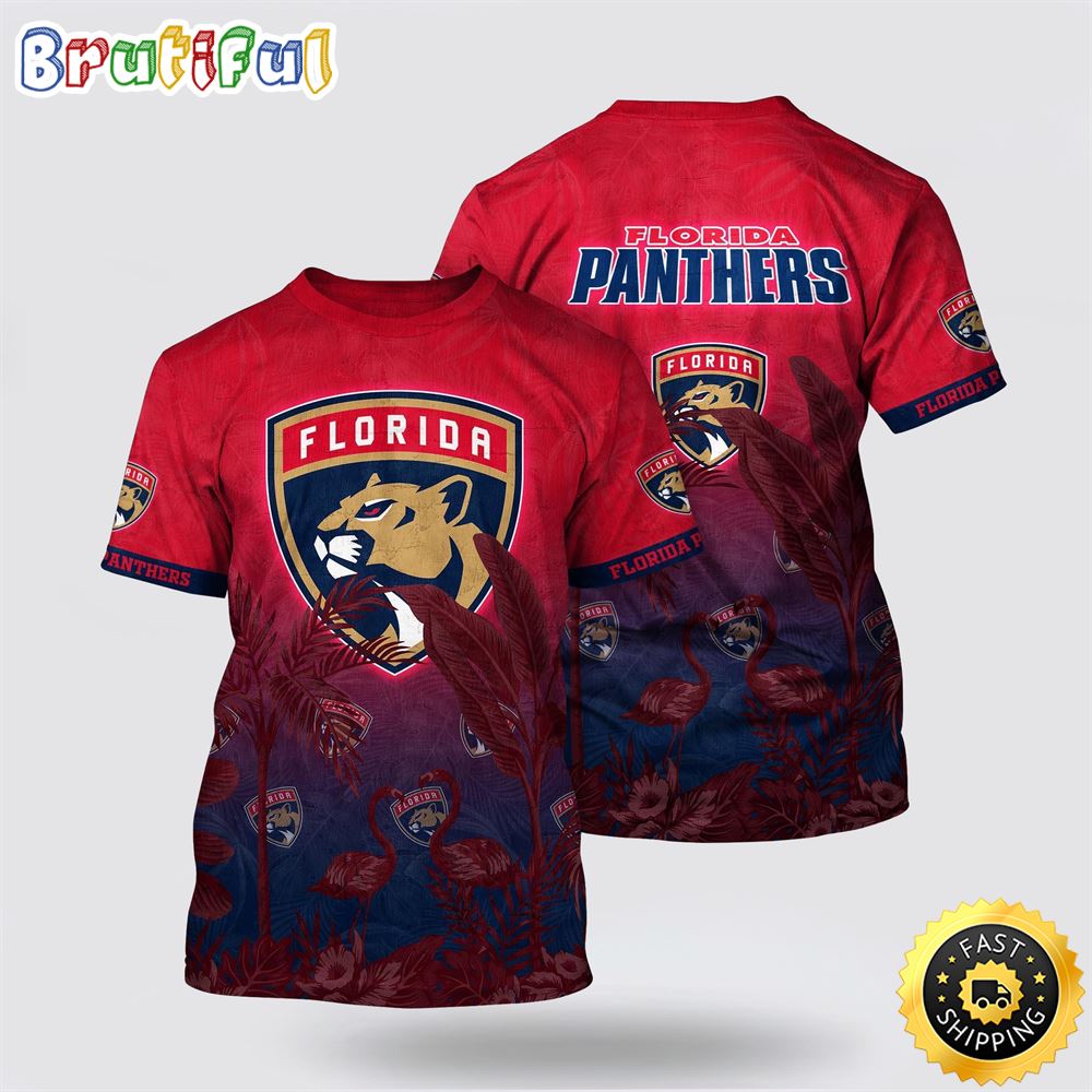 NHL Florida Panthers All Over Print T Shirt Tropical Flamingo Pattern Summer T Shirt 1 cyadjl.jpg