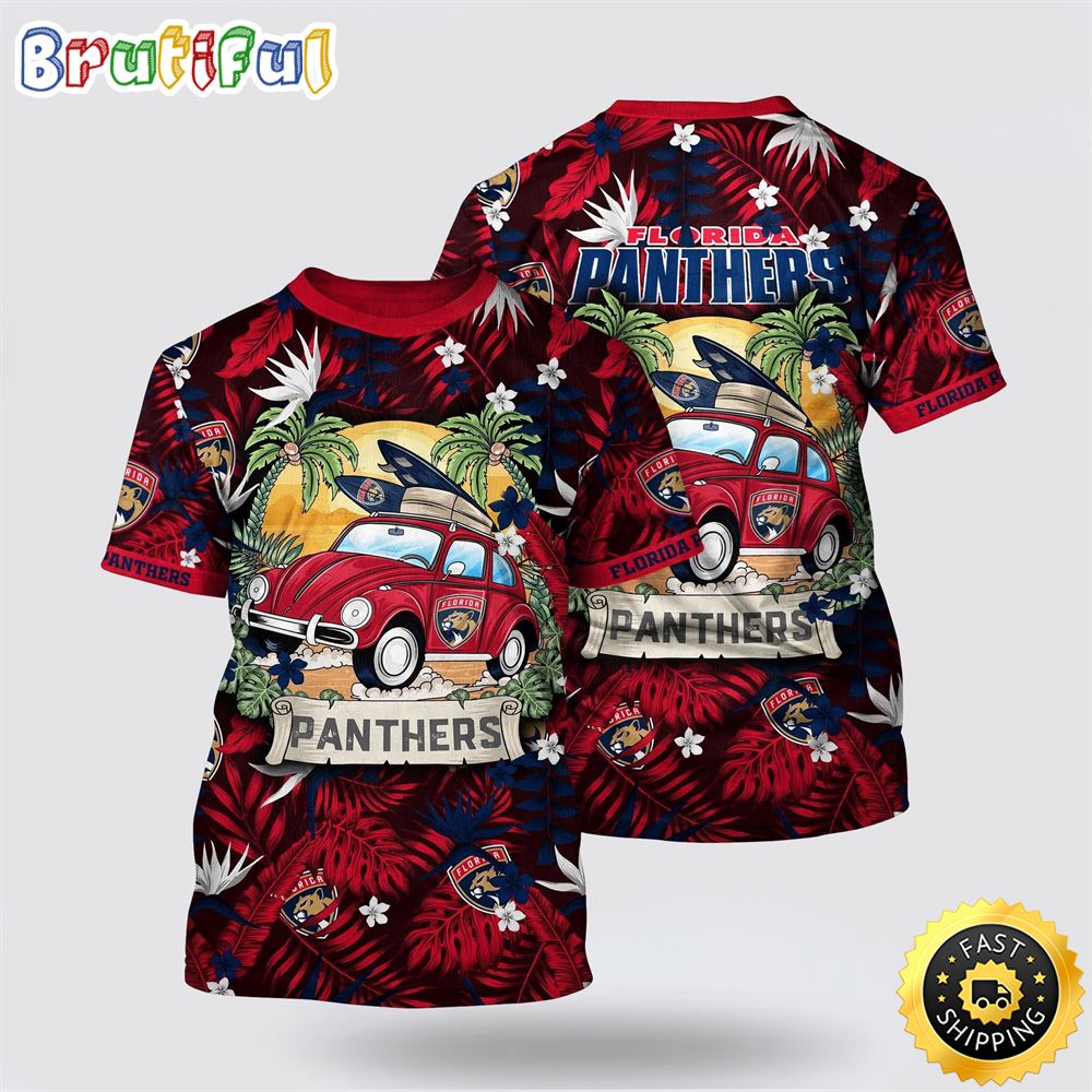 NHL Florida Panthers All Over Print T Shirt Tropical Forest Motif Car Traveling Summer T Shirt 1 df8cst.jpg