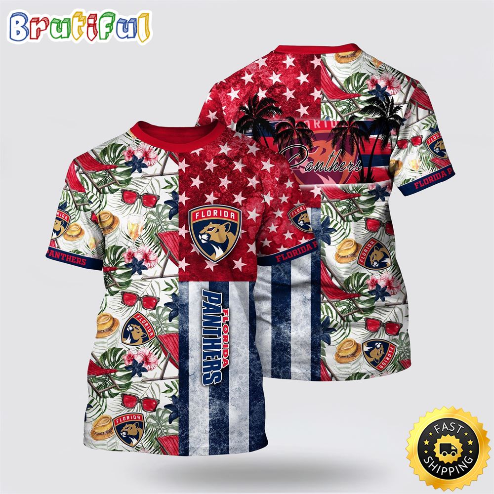 NHL Florida Panthers All Over Print T Shirt Tropical Hat And Glasses Pattern Summer T Shirt 1 qhpmhg.jpg