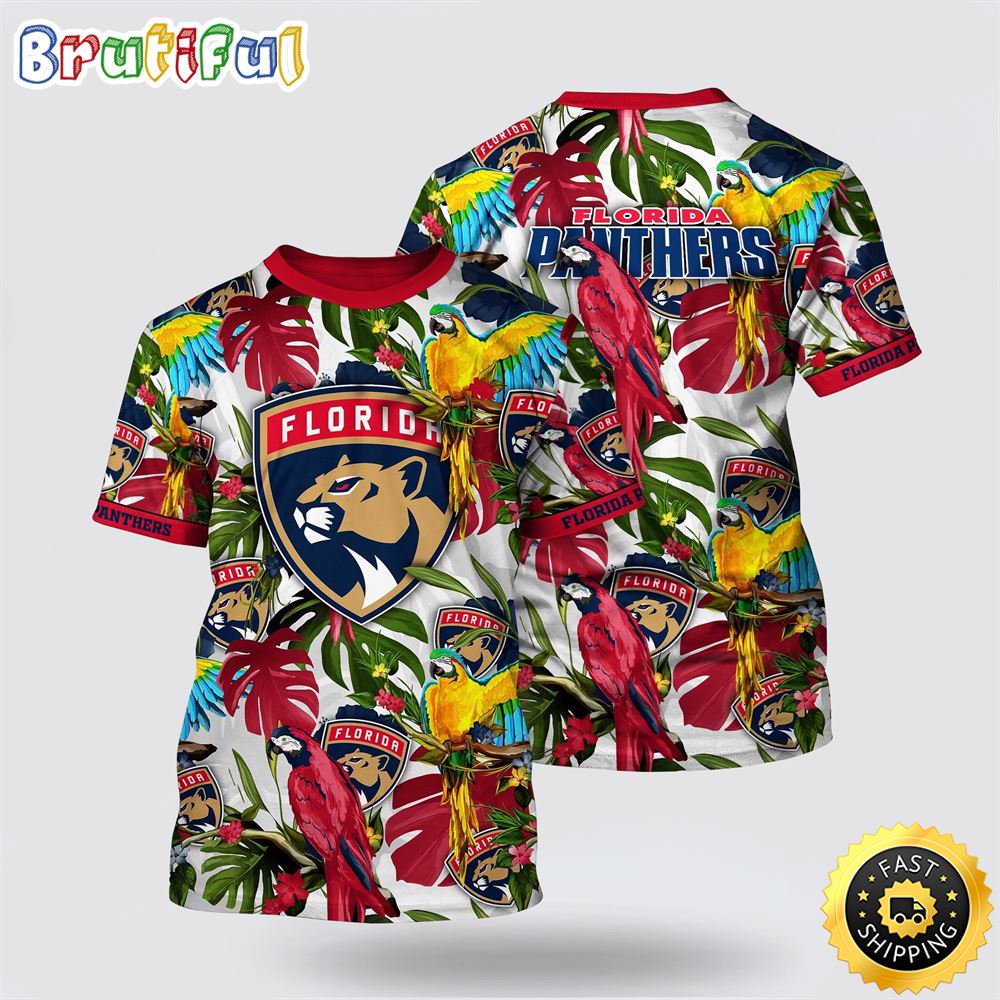 NHL Florida Panthers All Over Print T Shirt Tropical Parrot Pattern Summer T Shirt 1 zdqqd4.jpg