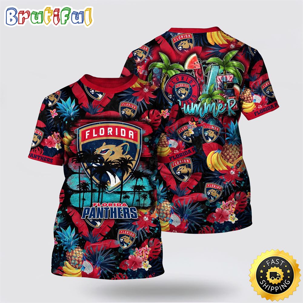 NHL Florida Panthers All Over Print T Shirt With Tropical Fruits Summer T Shirt 1 seoime.jpg