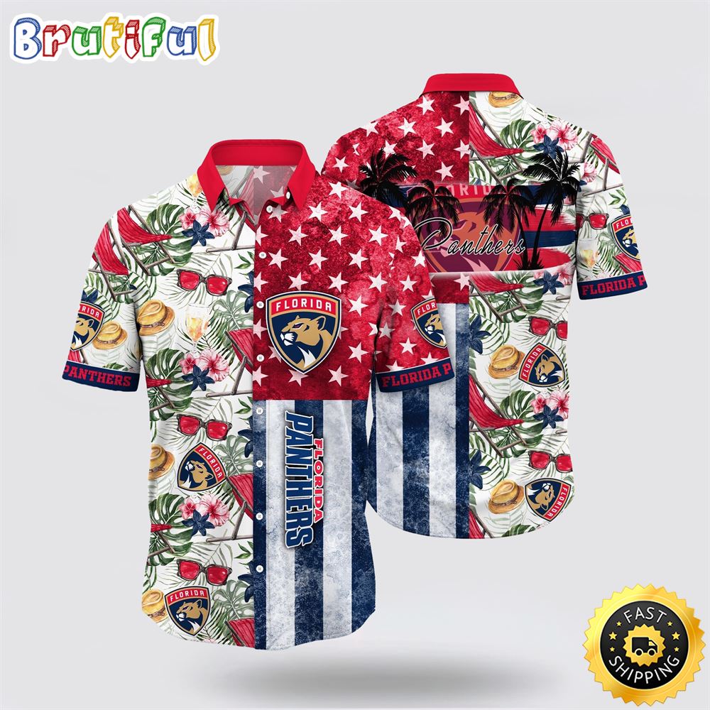 NHL Florida Panthers Hawaiian Shirt Tropical Hat And Glasses Pattern Summer Hawaiian Shirt 1 yuuo57.jpg