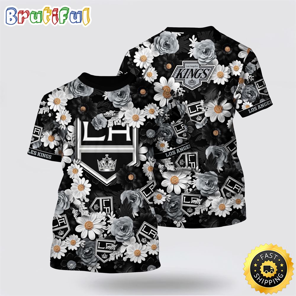 NHL Los Angeles Kings All Over Print T Shirt Tropical Begonia Flower Pattern Summer T Shirt 1 iwwilw.jpg