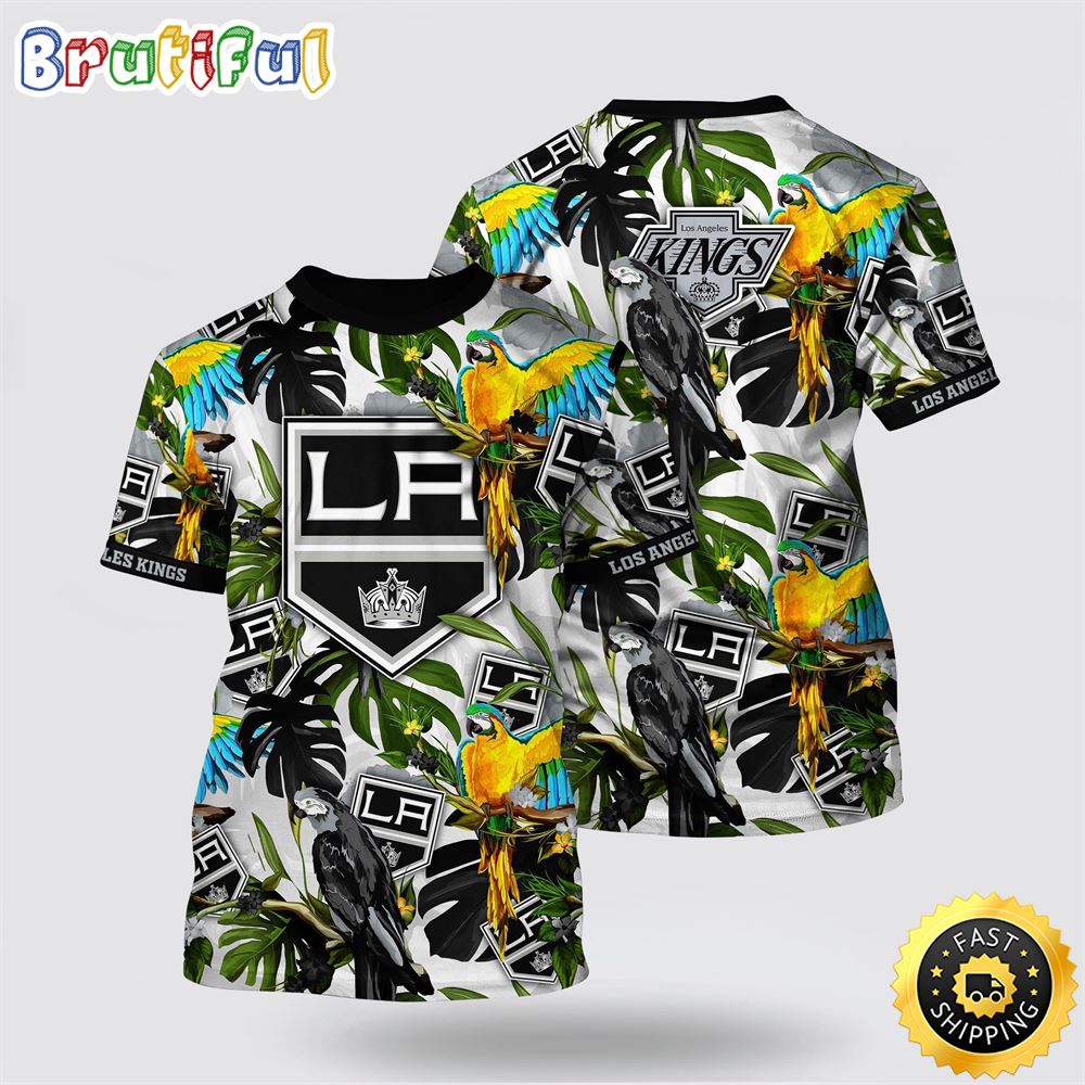 NHL Los Angeles Kings All Over Print T Shirt Tropical Parrot Pattern Summer T Shirt 1 awsvbk.jpg