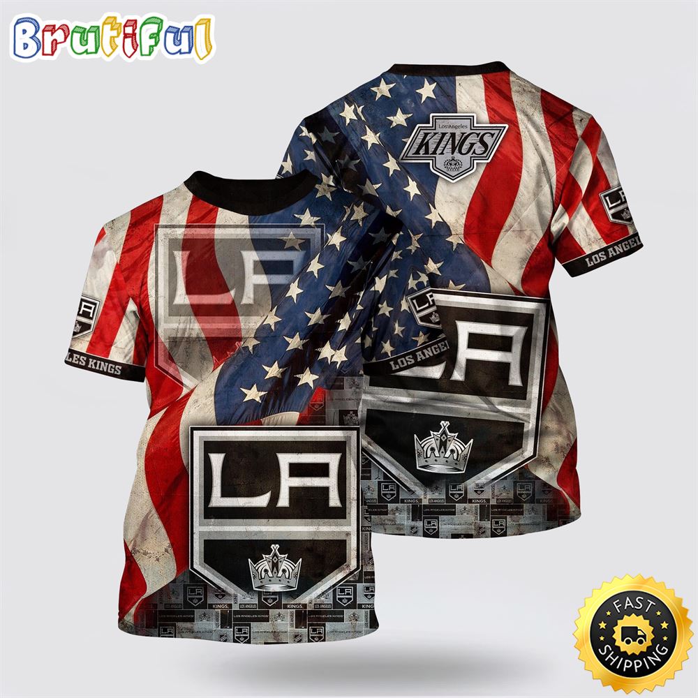 NHL Los Angeles Kings All Over Print T Shirt With American Flag Pattern Summer T Shirt 1 wwmpfr.jpg
