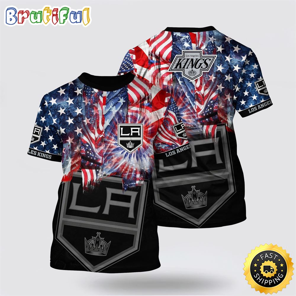 NHL Los Angeles Kings All Over Print T Shirt With American Independence Day Pattern Summer T Shirt 1 cgkcre.jpg