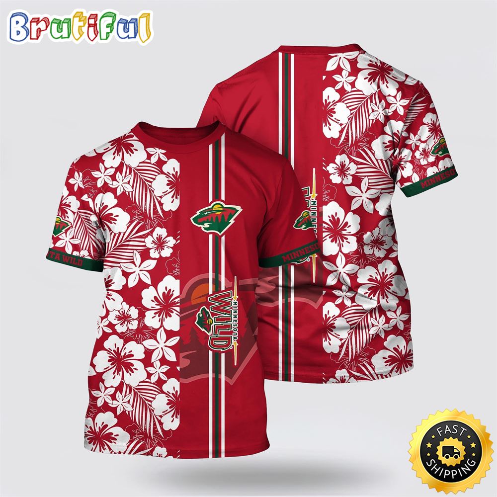 NHL Minnesota Wild All Over Print T Shirt Tropical Apricot Blossom Pattern Summer T Shirt 1 zozpqu.jpg