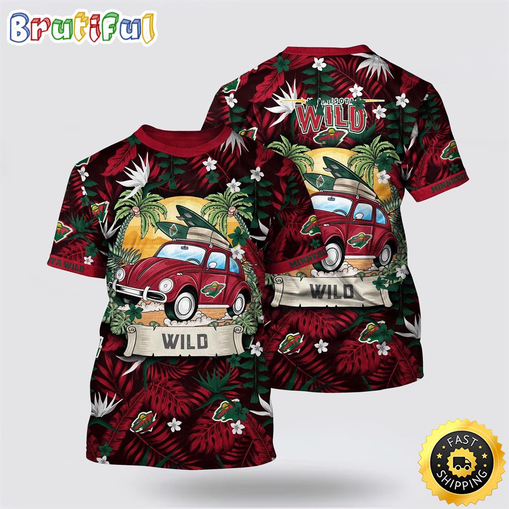 NHL Minnesota Wild All Over Print T Shirt Tropical Forest Motif Car Traveling Summer T Shirt 1 g8mr7h.jpg