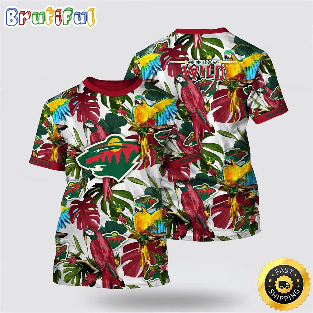 NHL Minnesota Wild All Over Print T Shirt Tropical Parrot Pattern Summer T Shirt 1 y9yr3k.jpg