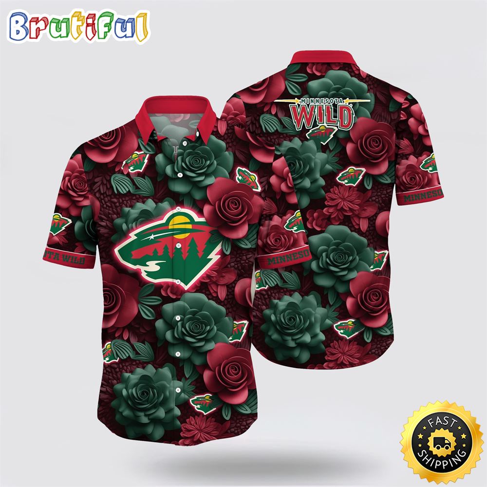 NHL Minnesota Wild Hawaiian Shirt Tropical Rose Pattern Summer Hawaiian Shirt 1 mp1as7.jpg