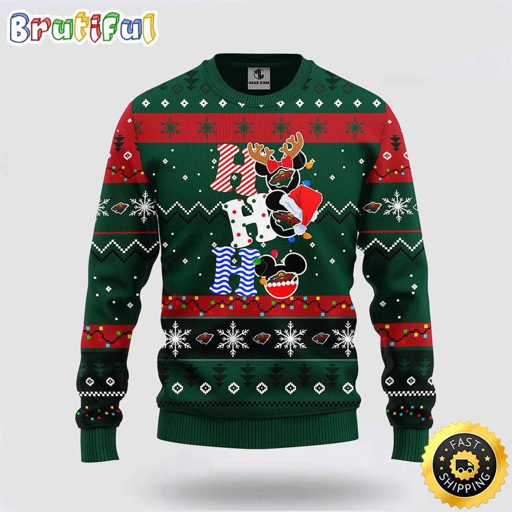 NHL Minnesota Wild Ugly Sweater Hohoho Mickey Ugly Christmas Sweater iqyfuf.jpg