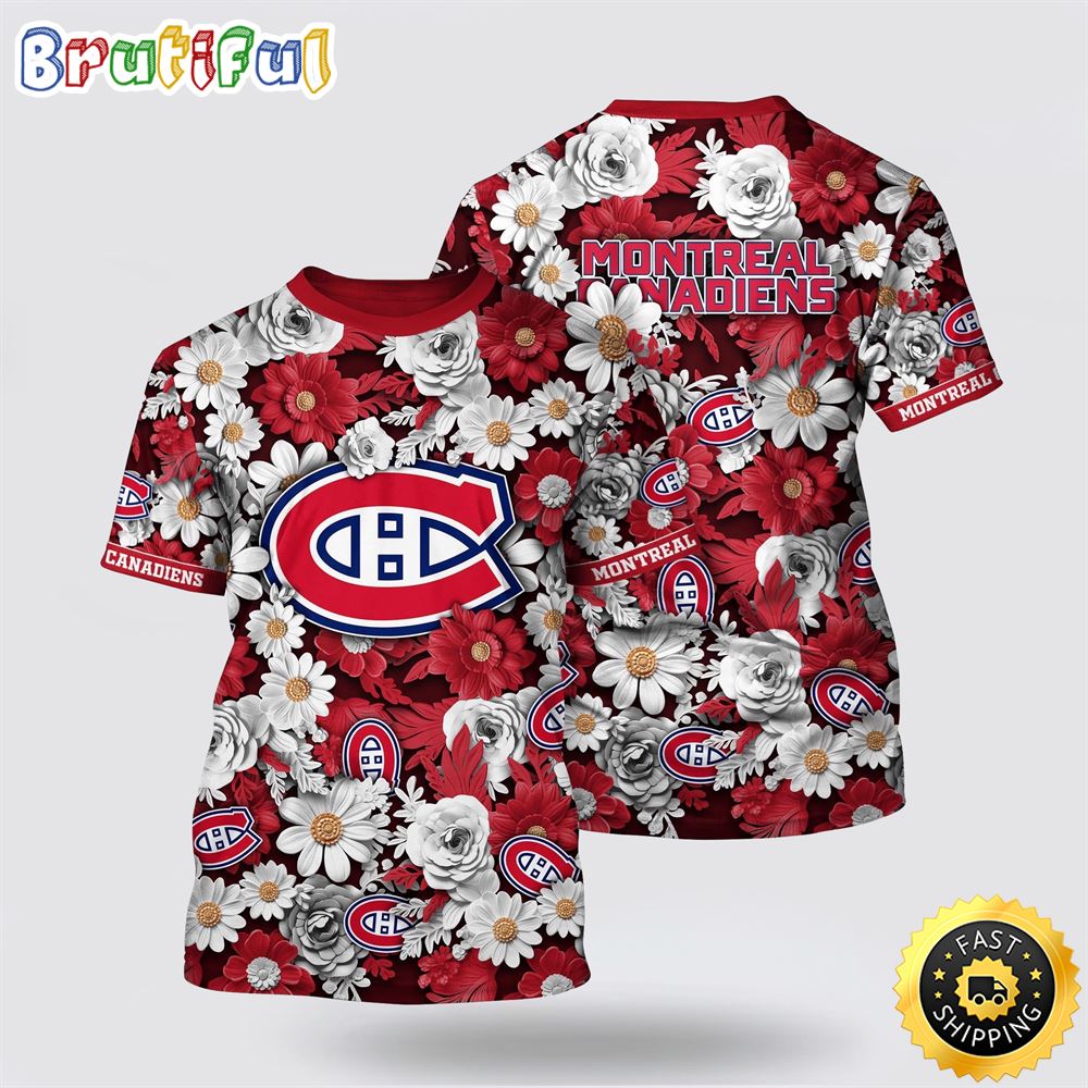 NHL Montreal Canadiens All Over Print T Shirt Tropical Begonia Flower Pattern Summer T Shirt 1 kvrhmk.jpg