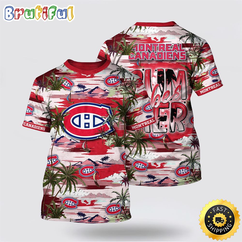 NHL Montreal Canadiens All Over Print T Shirt Tropical Desert Island Motif Summer T Shirt 1 ukr44u.jpg