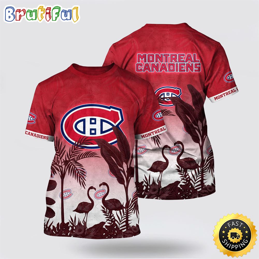 NHL Montreal Canadiens All Over Print T Shirt Tropical Flamingo Pattern Summer T Shirt 1 t8y5ce.jpg