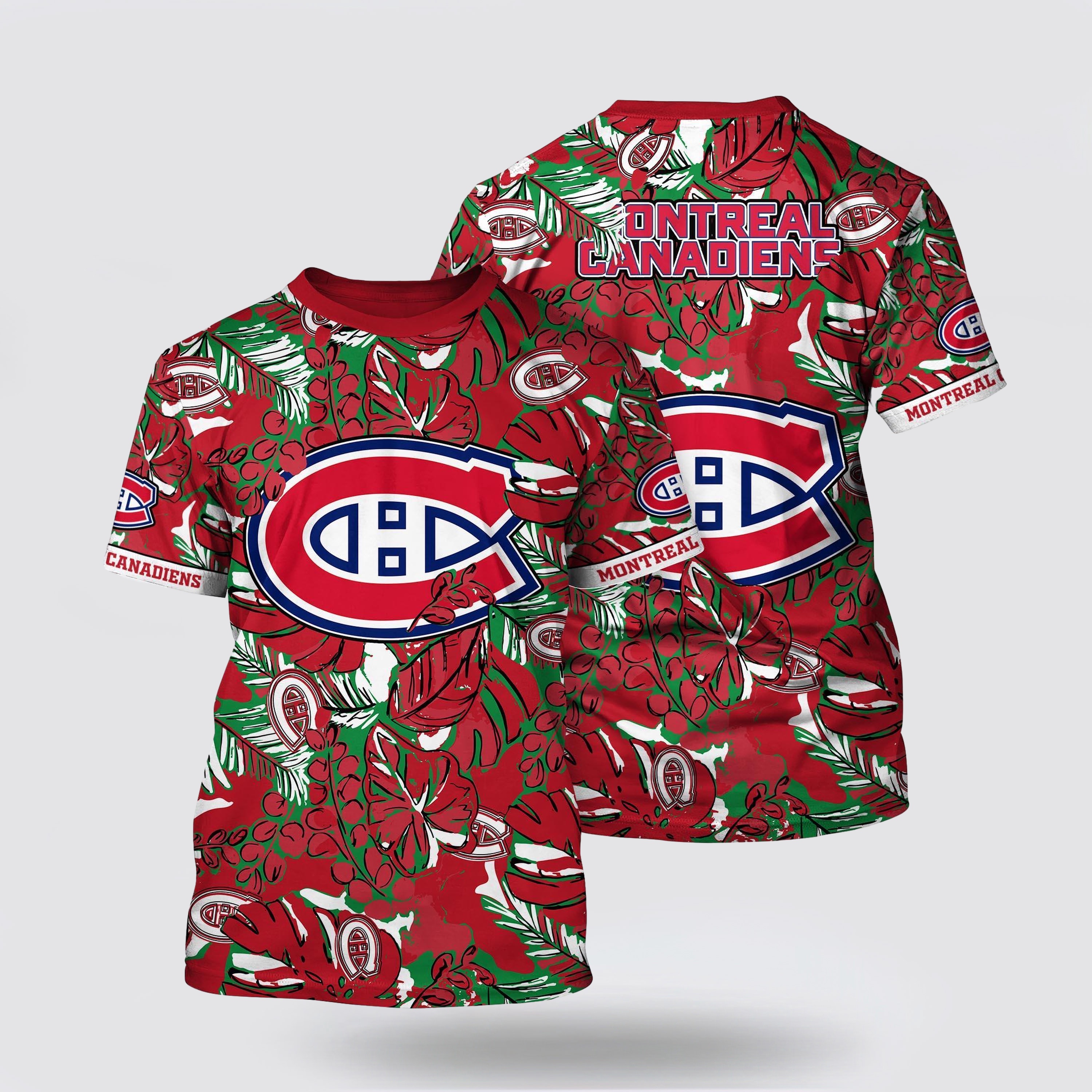 NHL Montreal Canadiens All Over Print T Shirt Tropical Leaf Pattern Summer T Shirt 1 wzhzgk.jpg