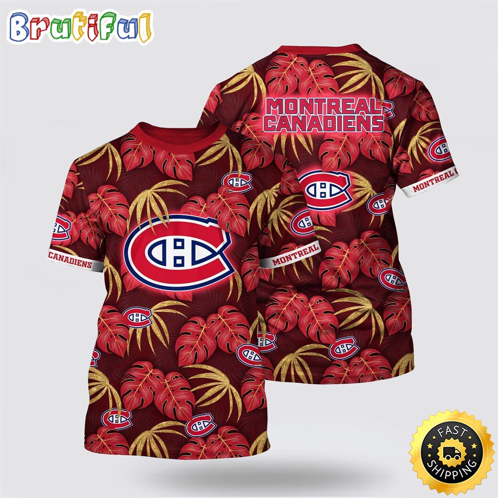 NHL Montreal Canadiens All Over Print T Shirt Tropical Motifs Summer T Shirt 1 xci8zg.jpg