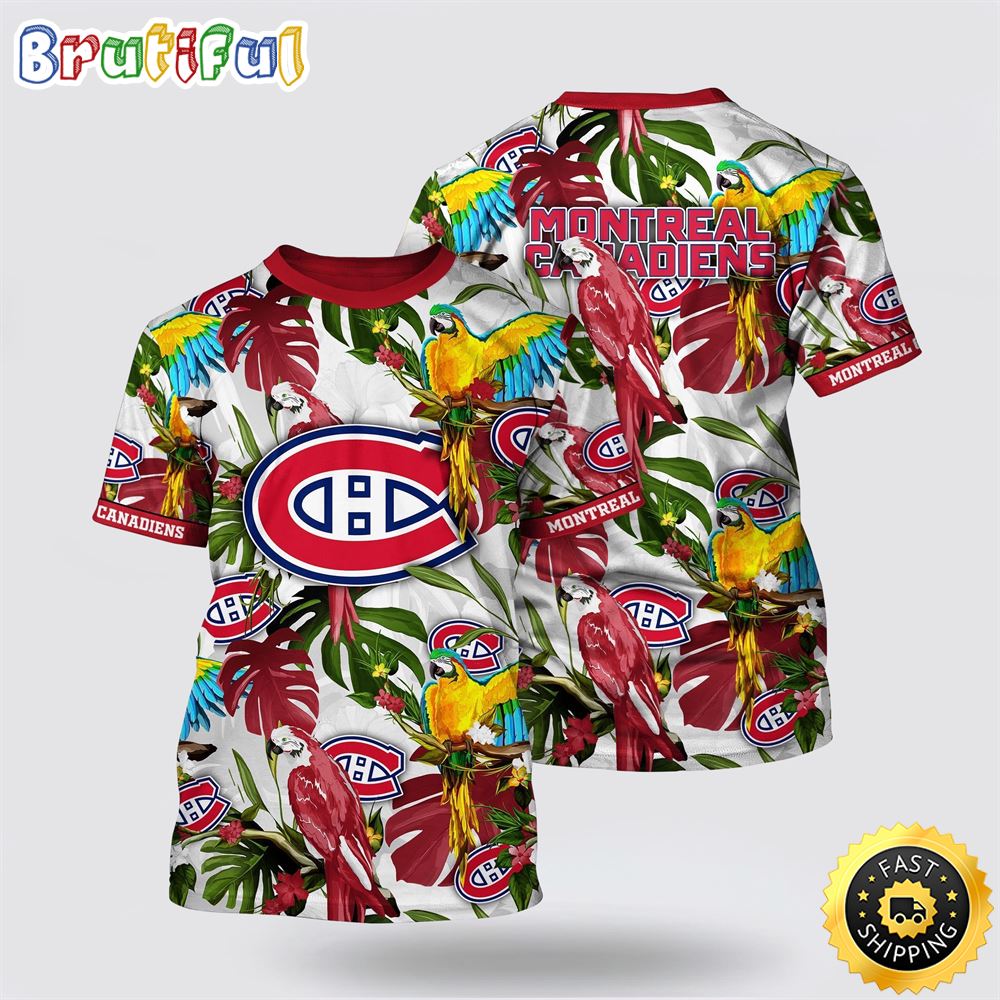 NHL Montreal Canadiens All Over Print T Shirt Tropical Parrot Pattern Summer T Shirt 1 kqg1uj.jpg