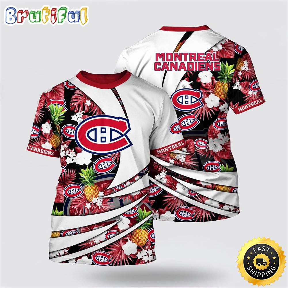 NHL Montreal Canadiens All Over Print T Shirt With Tropical Pineapple Summer T Shirt 1 lnewta.jpg